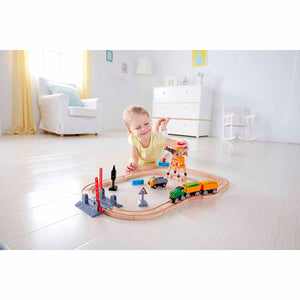 Set de Pista de Trenes y Grúa Hape Vías de Juguete – HapeArgentina